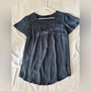 Ann Taylor Navy Blouse with Button Detail